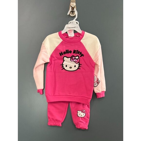 NWT Girls 2T Hello Kitty 2-piece Pink Jogger and Sweatshirt Set MSRP $34 - Picture 1 of 6